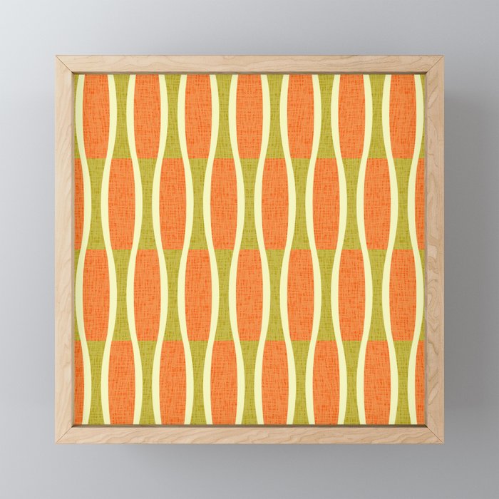 Retro Tiki Pin Stripes 336 Orange Gold and Beige Mini Art Print Gallery Image 1