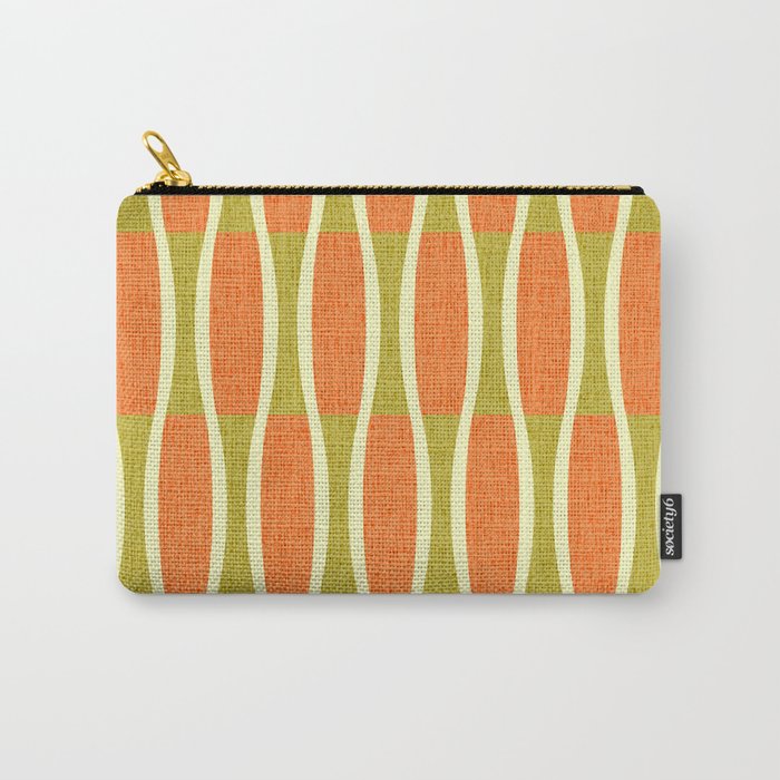 Retro Tiki Pin Stripes 336 Orange Gold and Beige Carry All Pouch Gallery Image 1