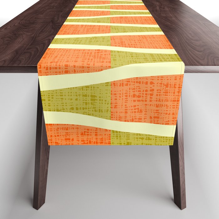 Retro Tiki Pin Stripes 336 Orange Gold and Beige Table Runner Gallery Image 1
