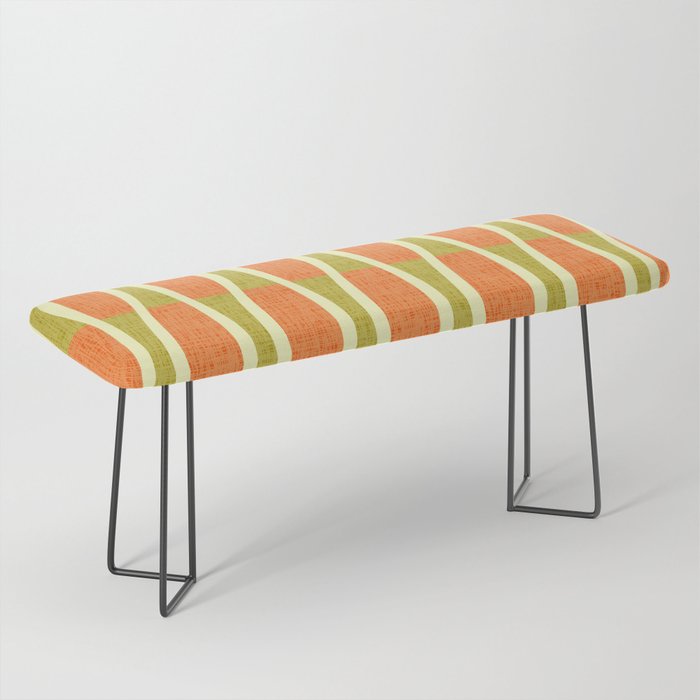 Retro Tiki Pin Stripes 336 Orange Gold and Beige Bench Gallery Image 1