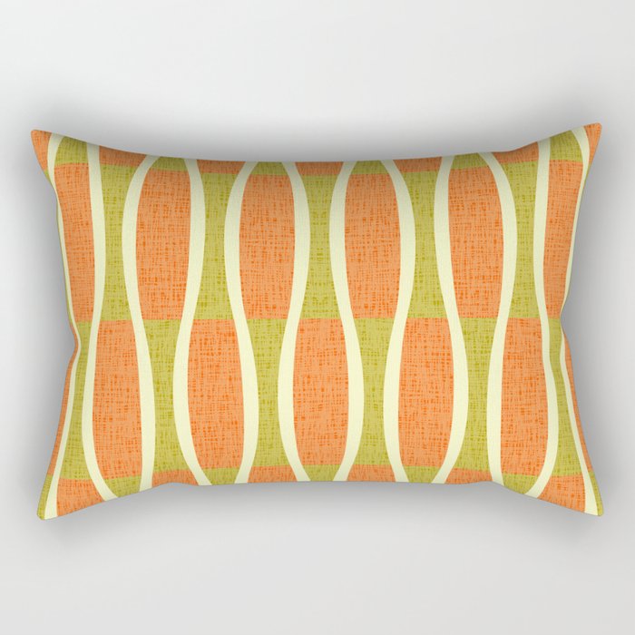 Retro Tiki Pin Stripes 336 Orange Gold and Beige Rectangular Pillow Gallery Image 2