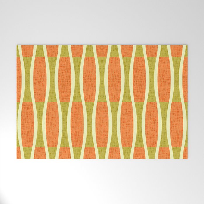 Retro Tiki Pin Stripes 336 Orange Gold and Beige Welcome Mat Gallery Image 1