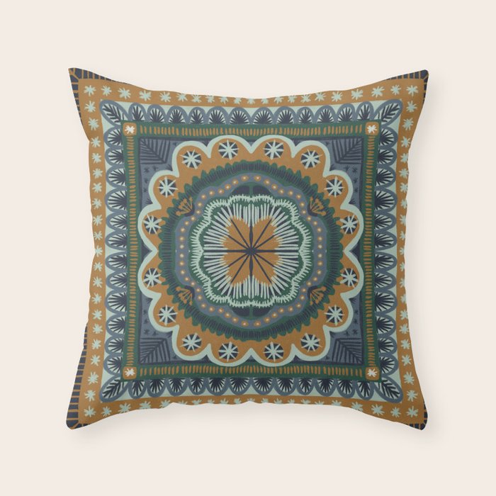 Winter Symmetric Pattern Throw Pillow Gallery Image 1