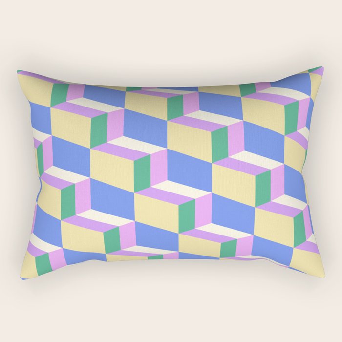 Cuboid Geometric Abstract Shapes Pattern XXXVII Rectangular Pillow Gallery Image 1