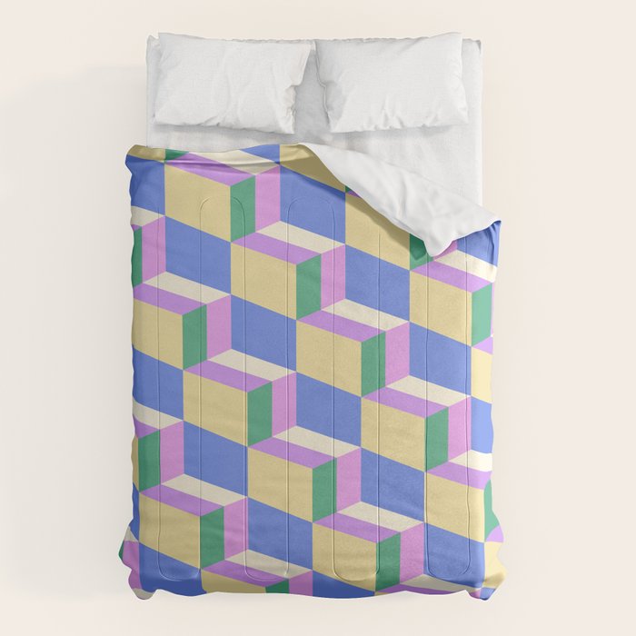 Cuboid Geometric Abstract Shapes Pattern XXXVII Comforter Gallery Image 1