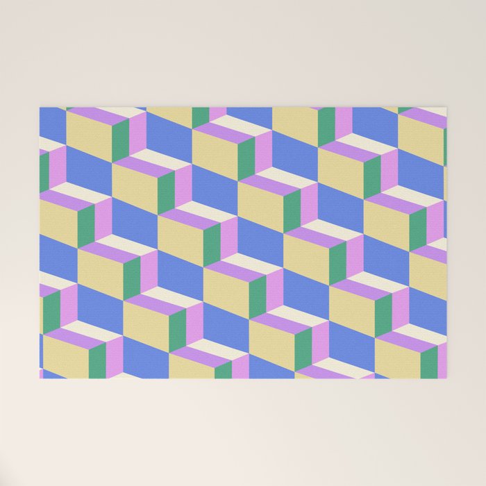 Cuboid Geometric Abstract Shapes Pattern XXXVII Welcome Mat Gallery Image 1