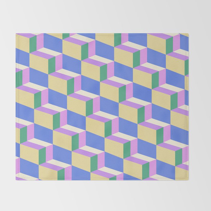 Cuboid Geometric Abstract Shapes Pattern XXXVII Throw Blanket Gallery Image 2