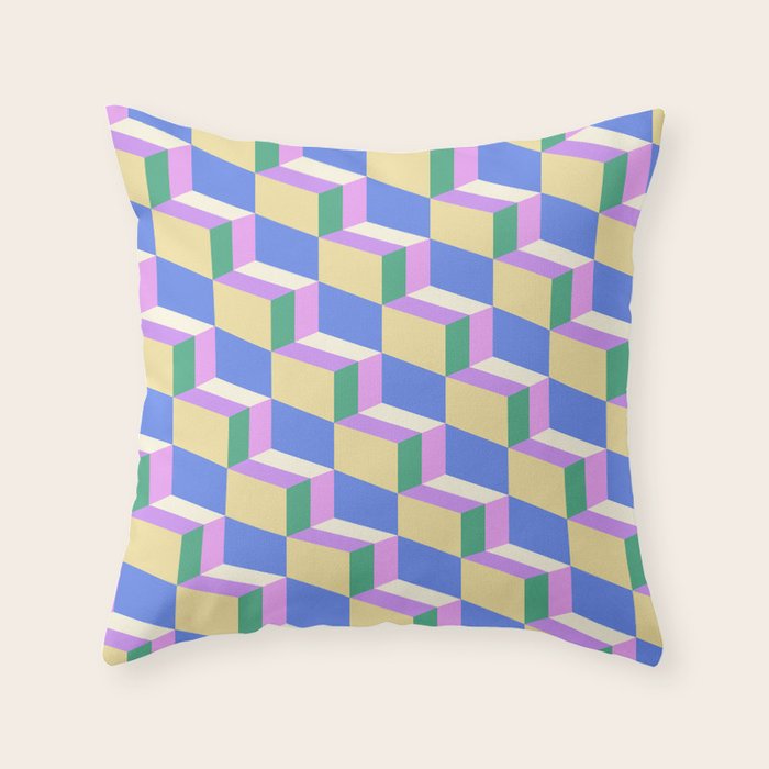 Cuboid Geometric Abstract Shapes Pattern XXXVII Throw Pillow Gallery Image 1