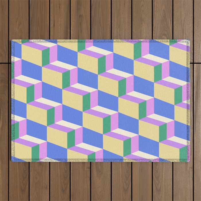 Cuboid Geometric Abstract Shapes Pattern XXXVII Outdoor Rug Gallery Image 1