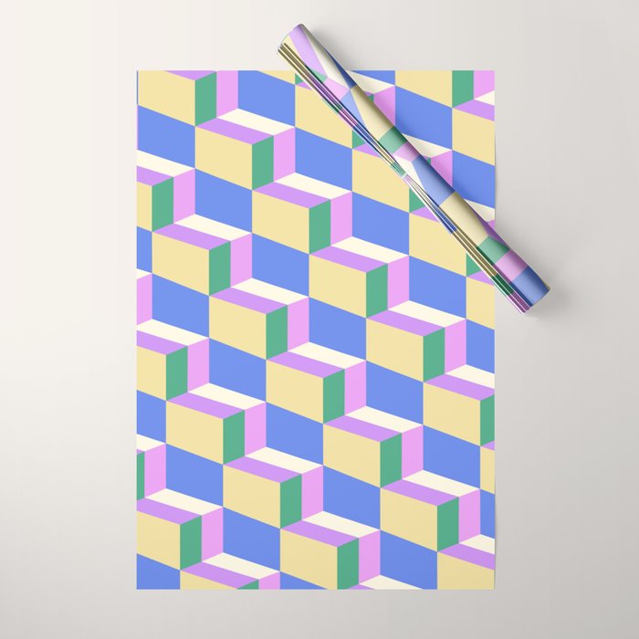 Cuboid Geometric Abstract Shapes Pattern XXXVII Wrapping Paper Gallery Image 1
