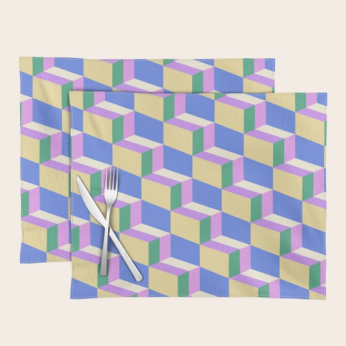 Cuboid Geometric Abstract Shapes Pattern XXXVII Placemat Gallery Image 1