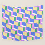 Cuboid Geometric Abstract Shapes Pattern XXXVII Wall Tapestry Gallery Image 4