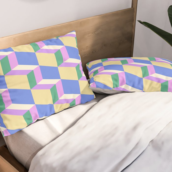 Cuboid Geometric Abstract Shapes Pattern XXXVII Pillow Sham Gallery Image 2