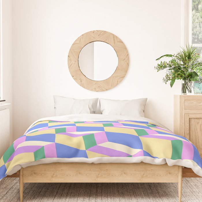 Cuboid Geometric Abstract Shapes Pattern XXXVII Duvet Cover Gallery Image 3