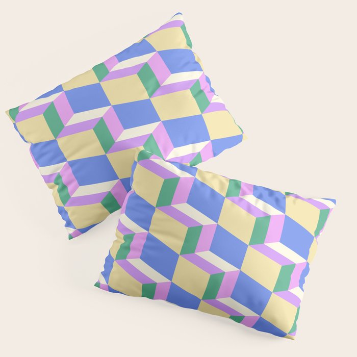 Cuboid Geometric Abstract Shapes Pattern XXXVII Pillow Sham Gallery Image 3