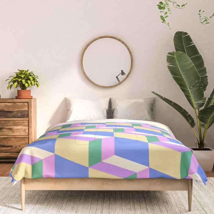 Cuboid Geometric Abstract Shapes Pattern XXXVII Comforter Gallery Image 3