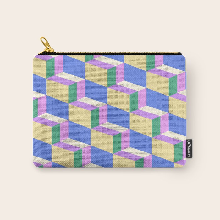 Cuboid Geometric Abstract Shapes Pattern XXXVII Carry All Pouch Gallery Image 1