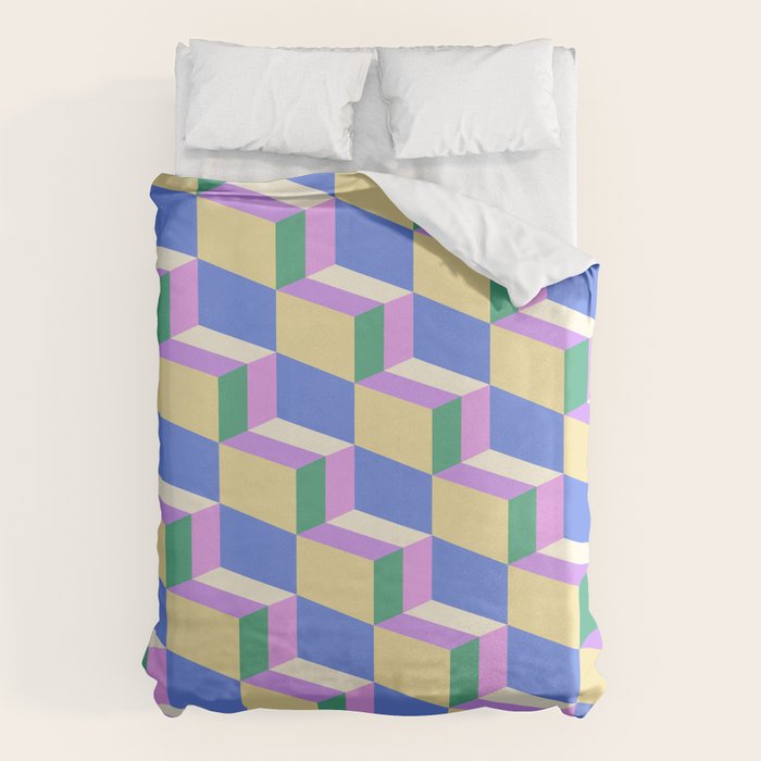 Cuboid Geometric Abstract Shapes Pattern XXXVII Duvet Cover Gallery Image 1