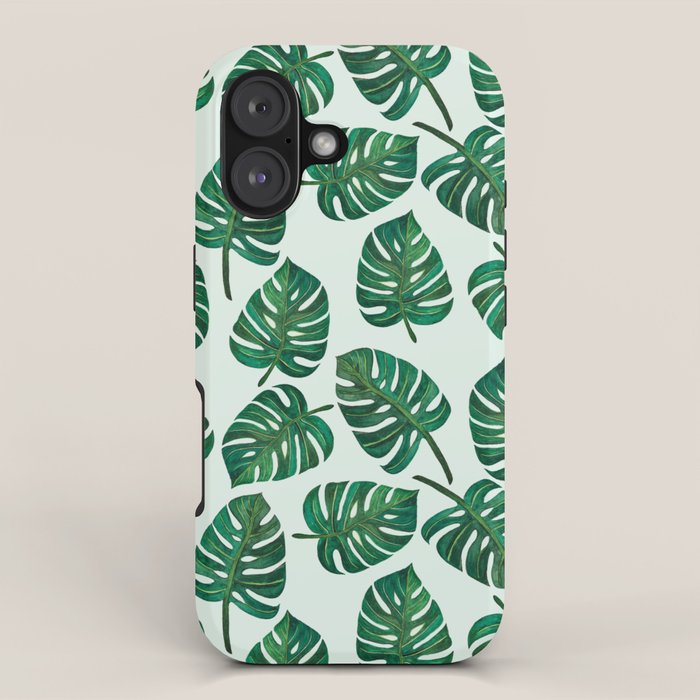 Monstera Watercolor Pattern iPhone Case Gallery Image 1