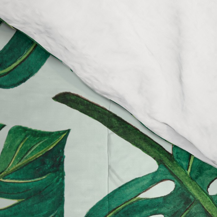 Monstera Watercolor Pattern Comforter Gallery Image 4
