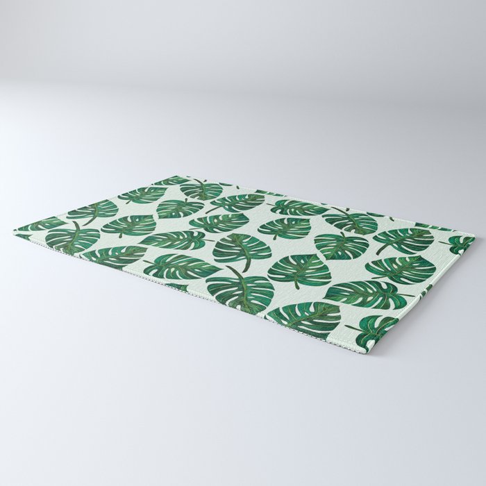 Monstera Watercolor Pattern Rug Gallery Image 3