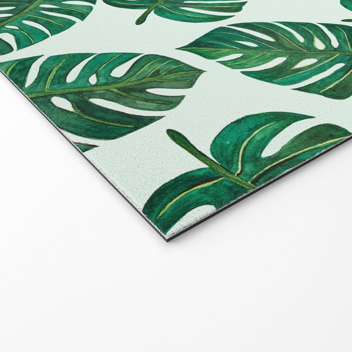 Monstera Watercolor Pattern Welcome Mat Gallery Image 2