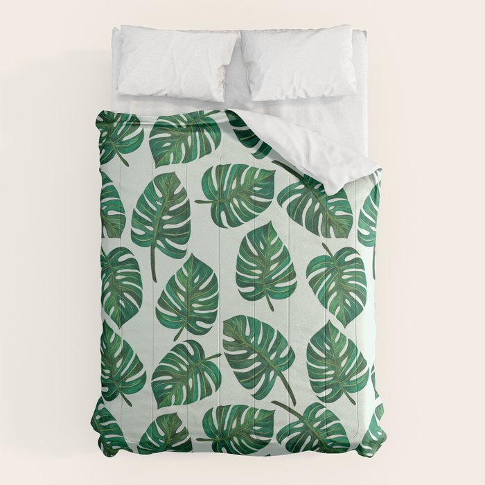 Monstera Watercolor Pattern Comforter Gallery Image 6