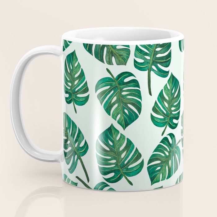 Monstera Watercolor Pattern Coffee Mug Gallery Image 3