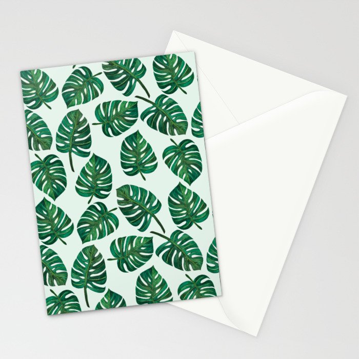 Monstera Watercolor Pattern Stationery Card Gallery Image 2