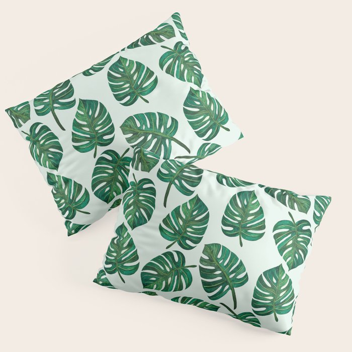 Monstera Watercolor Pattern Pillow Sham Gallery Image 3