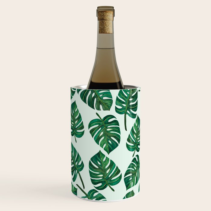 Monstera Watercolor Pattern Wine Chiller Gallery Image 2