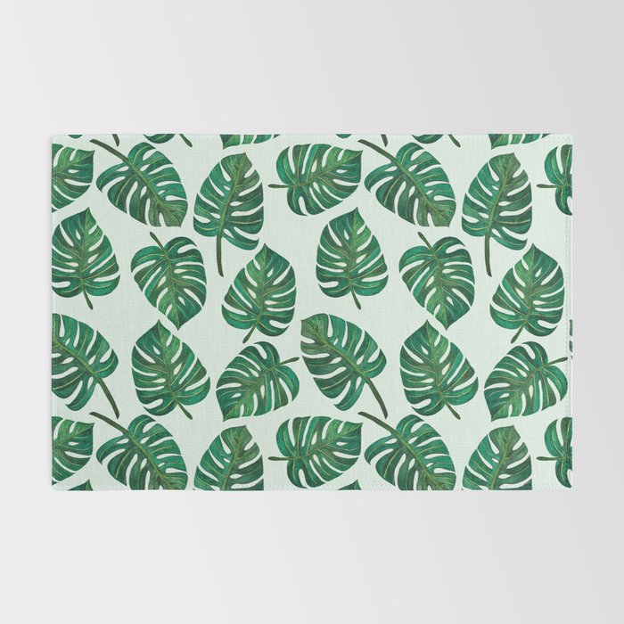 Monstera Watercolor Pattern Rug Gallery Image 2