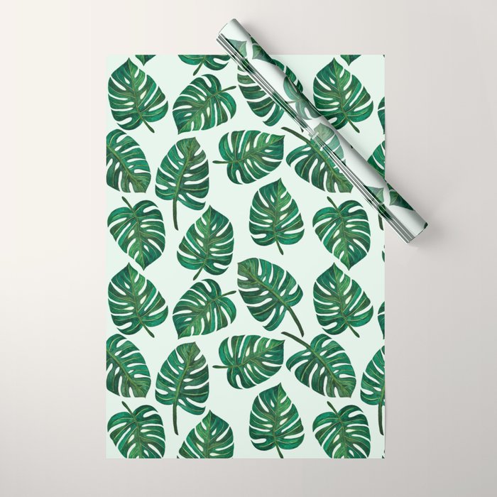 Monstera Watercolor Pattern Wrapping Paper Gallery Image 1