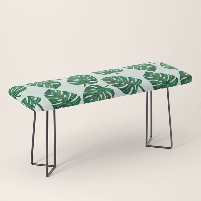 Monstera Watercolor Pattern Bench Gallery Image 1