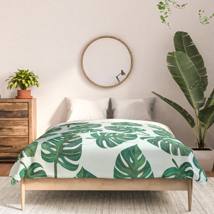 Monstera Watercolor Pattern Comforter Gallery Image 3