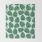 Monstera Watercolor Pattern Throw Blanket Gallery Image 2