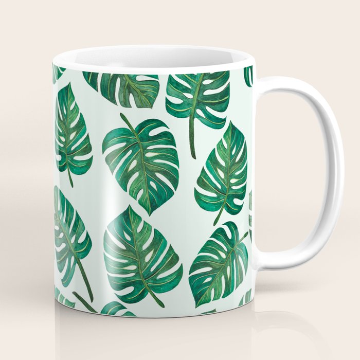 Monstera Watercolor Pattern Coffee Mug Gallery Image 1