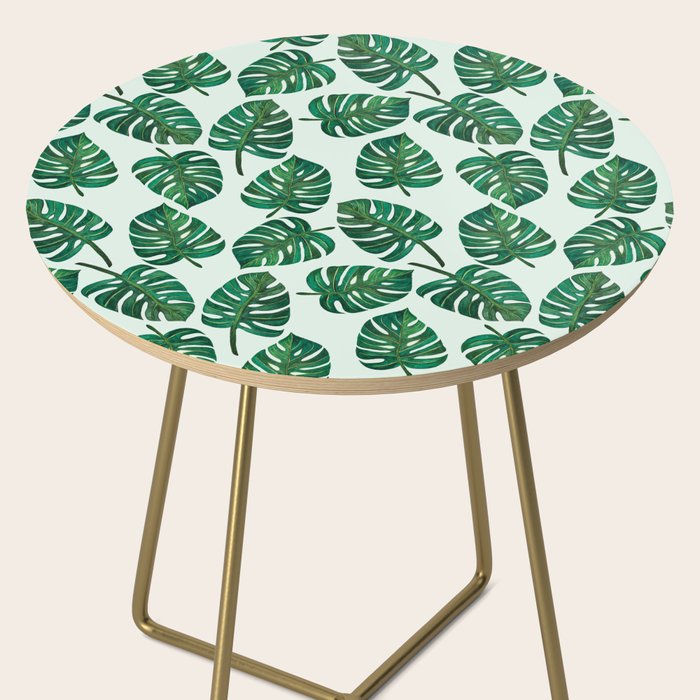Monstera Watercolor Pattern Side Table Gallery Image 2