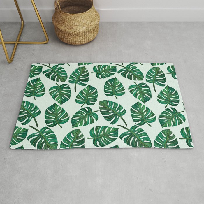Monstera Watercolor Pattern Rug Gallery Image 1