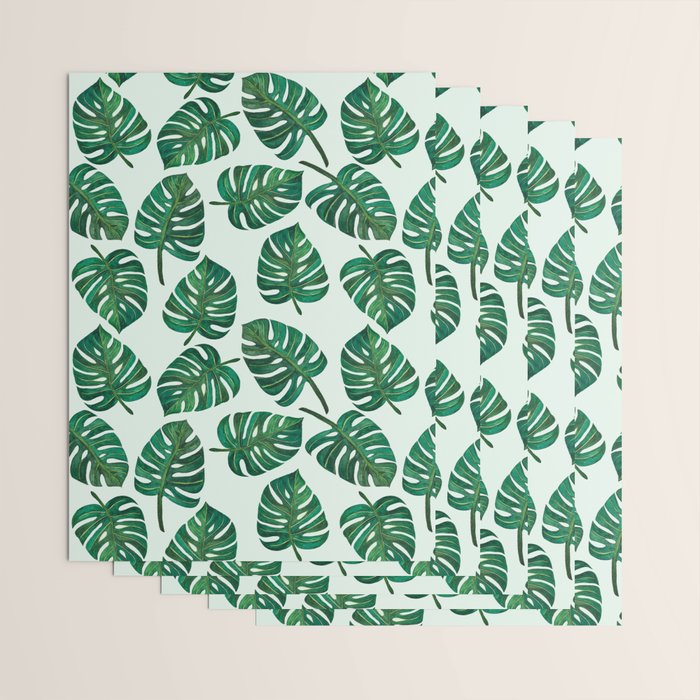 Monstera Watercolor Pattern Wrapping Paper Gallery Image 3