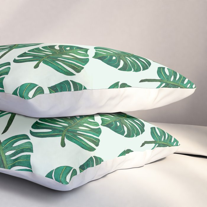 Monstera Watercolor Pattern Pillow Sham Gallery Image 3