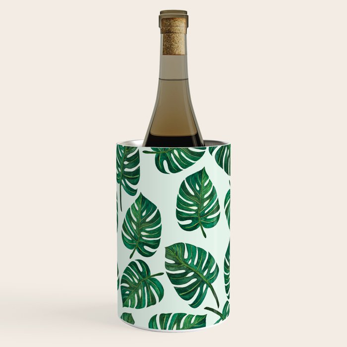Monstera Watercolor Pattern Wine Chiller Gallery Image 1