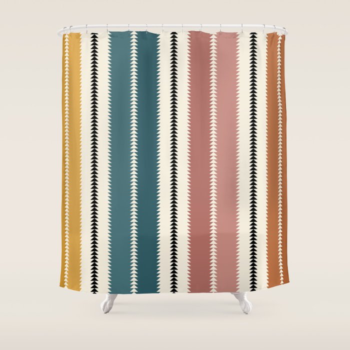Western Stripes XX Earthy Rainbow Shower Curtain Gallery Image 1