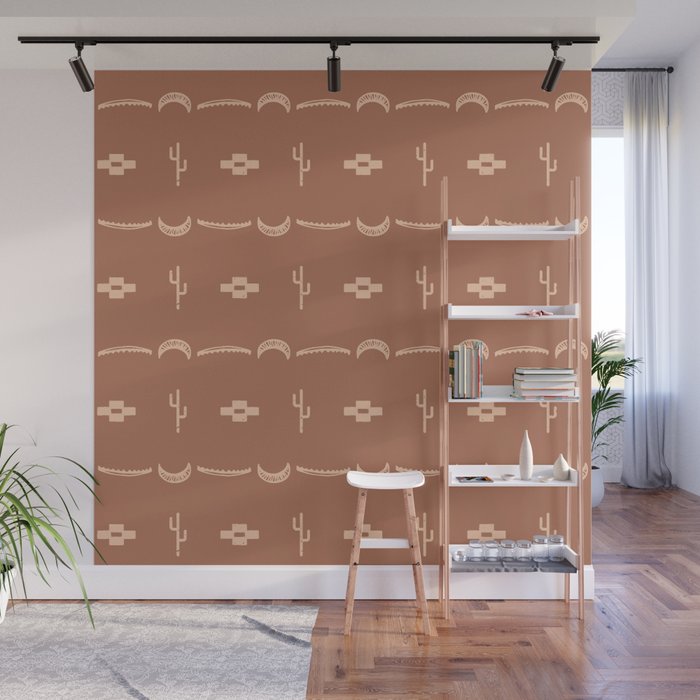 Adobe Cactus Pattern Wall Mural Gallery Image 1