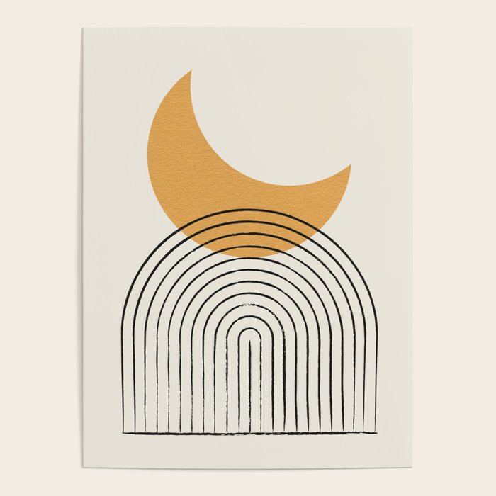 Moon mountain gold - Mid century style Poster Gallery Image 4