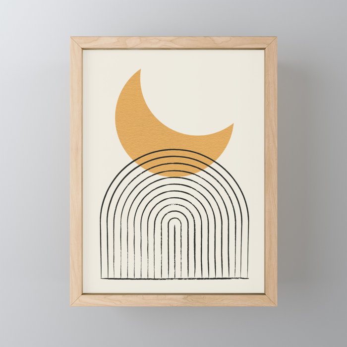 Moon mountain gold - Mid century style Mini Art Print Gallery Image 1