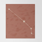 Aries Zodiac Star Constellation Line Art Terracotta Red Throw Blanket Gallery Image 2