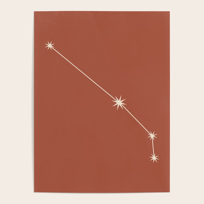 Aries Zodiac Star Constellation Line Art Terracotta Red Poster Gallery Image 4