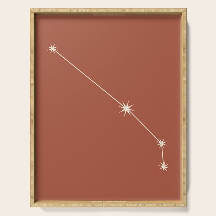 Aries Zodiac Star Constellation Line Art Terracotta Red Serving Tray Gallery Image 1