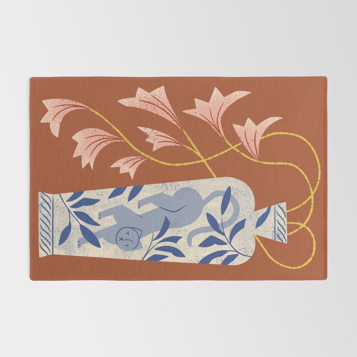 Lilies And Porcelain Cat Vase Rug Gallery Image 2
